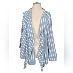 B. Loose Blue Striped Lightweight Coastal 100% Cotton Women's Cardigan S